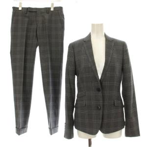 シングルスーツ セットアップ 上下 テーラードジャケット パンツ ジップフライ チェック柄 ウール シルク混