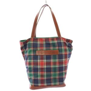 トートバッグ チェック レザー 切替 茶 マルチカラー 0013/1 /TK