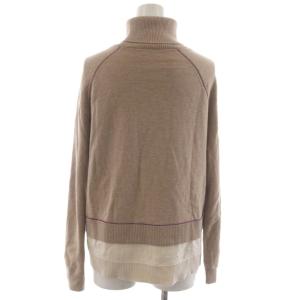 PS Paul Smith カラーステッチ ニット セーター 長袖 タートルネック M ブラウン 白 KRPSBM0121 /RR