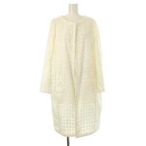 ノーカラーコート アウター ロング 長袖 ツイード 13AR 白 ホワイト 13016-04585 /OR