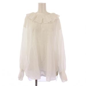 IENA C DOBBYフリルカラーブラウス シャツ プルオーバー 長袖 クルーネック シアー シースルー