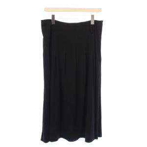 フレアスカート タック ミモレ ロング ストレッチ 無地 76 黒 ブラック /BB