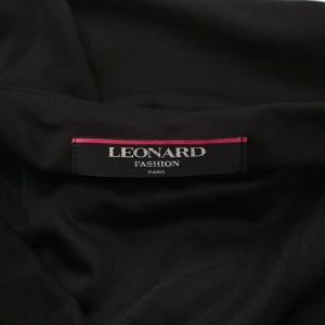 LEONARD フレアスカート タック ミモレ ロング ストレッチ 無地 76 黒 ブラック /BB
