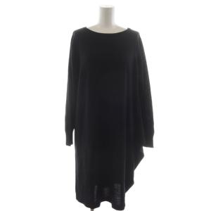 ニットワンピース 長袖 ひざ丈 黒 4-220852 /RR