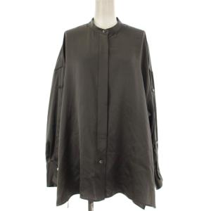 トライエース サテンシャツ ブラウス 長袖 バンドカラー 38 グレー 123517071 /OR