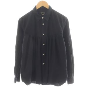 AD2019 シャツ 長袖 ギャザー XS 黒 ブラック PE-B015 /AN38