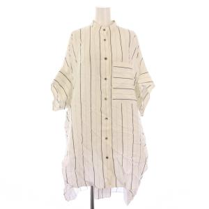 ADORE ユーカリストライプブラウス スカート セットアップ ブラウス 半袖 バンドカラー チュニック丈 フレア