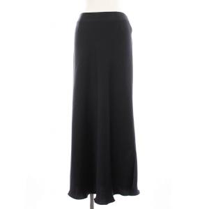 24SS ダブルサテンスカート ロング マキシ丈 38 紺 24060900931210 /YM