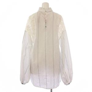 N°21 シャツ ブラウス 長袖 スタンドカラー ストライプ柄 レース 切替 42 白 ホワイト /BB