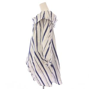 ENFOLD シャツ ブラウス プルオーバー 七分袖 ストライプ柄 36 白 ホワイト 青 ブルー /BB