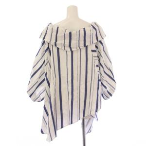 ENFOLD シャツ ブラウス プルオーバー 七分袖 ストライプ柄 36 白 ホワイト 青 ブルー /BB