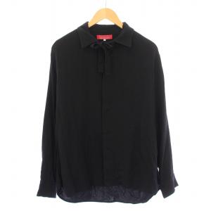 ヨウジヤマモト カジュアルシャツ ボウタイ レギュラーカラー 無地 2 黒 ブラック /BB