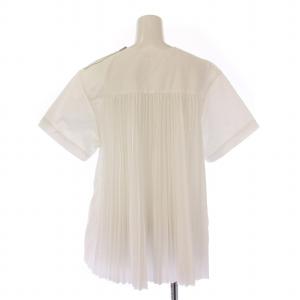 sacai luck バックプリーツブラウス シャツ プルオーバー 半袖 クルーネック フレア 2 白 ホワイト 15SSLU900