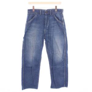 デニムパンツ ジーンズ ジップフライ ロゴパッチ W30 青 ブルー /BB