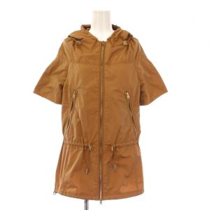 ジャケット アウター ジップアップ フード 半袖 40 茶 ブラウン /BB