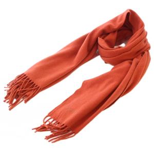 マフラー フリンジ カシミヤ ロゴ 刺繍 茶 ブラウン 赤 レッド /BB OH