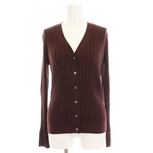 24AW カーディガン リブ ニット Vネック 長袖 茶 24080938701030 /YM