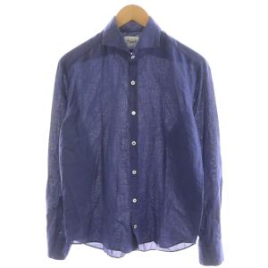シャツ 長袖 コットン L 紺 ネイビー /AN15
