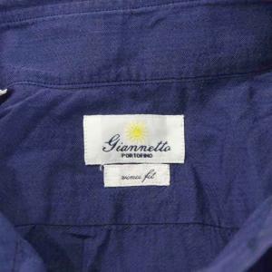 GIANNETTO シャツ 長袖 コットン L 紺 ネイビー /AN15