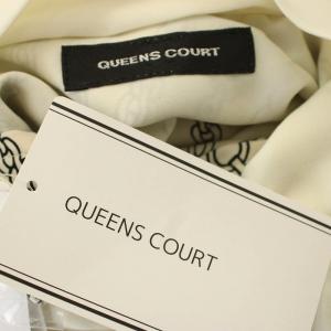 QUEENS COURT シャツ ブラウス 2213-86563 長袖 総柄 ボウタイ 2 ライトベージュ /G