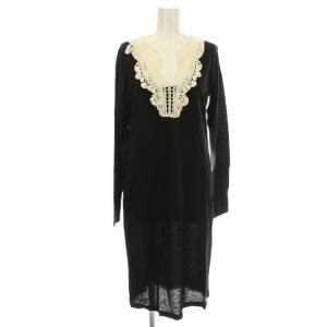 レース ワンピース QA04-JJ62 ひざ丈 長袖 1 黒 ブラック /G