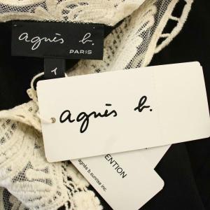 agnes b. レース ワンピース QA04-JJ62 ひざ丈 長袖 1 黒 ブラック /G