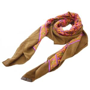 カレ140 CHASSE EN INDE スカーフ ブラック