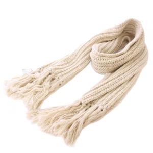 FRINGE MUFFLER LONG ローゲージフリンジマフラー ニット 編み込み ウール アルパカ混