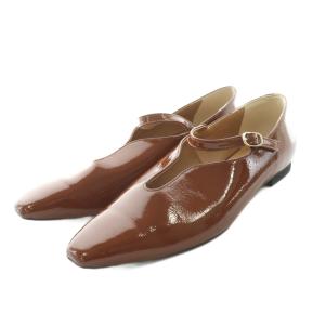 パテントメリージェー パンプス エナメル スクエアトゥ 38 ブラウン 24093210005830 /NQ