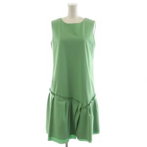 ワンピース ノースリーブ ひざ丈 リボン 38 黄緑 29944 /AN43