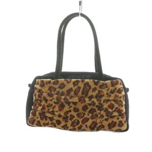 ハンドバッグ コーデュロイ ヒョウ柄 レオパード ブラック ブラウン /NQ