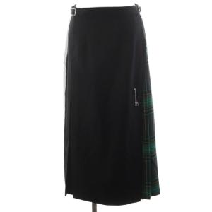 IENA別注 ラップスカート プリーツスカート ロング丈 チェック柄 千鳥格子 フリンジ ウール I42