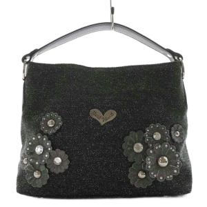 ハンドバッグ ワンハンドル フラワーモチーフ ハート グレー /AN14