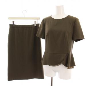 セットアップ 上下 半袖 ブラウス ひざ丈 スカート 6 カーキ K1J17-557-78 /YM