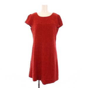 ワンピース ひざ丈 半袖 ウール 40 レッド /BM