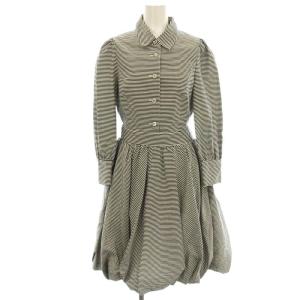 バルーン ワンピース FS-121123 ボーダー ひざ丈 長袖 38 白 黒 /G