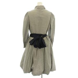 M'S GRACY バルーン ワンピース FS-121123 ボーダー ひざ丈 長袖 38 白 黒 /G