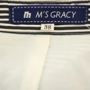 M'S GRACY バルーン ワンピース FS-121123 ボーダー ひざ丈 長袖 38 白 黒 /G