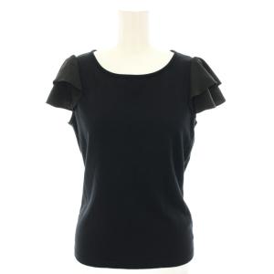 カットソー ブラウス 半袖 絹 シルク 38 黒 ブラック W3N93-384-09 /YT
