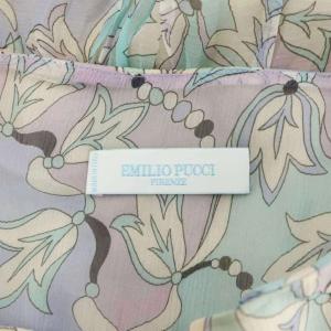 Emilio Pucci フレアスカート ひざ丈 花柄 シルク 絹 F34 紫 パープル 水色 ライトブルー 61RW91 /AN38