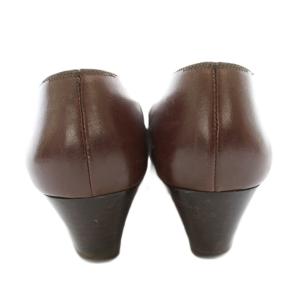 Salvatore Ferragamo パンプス レザー チャンキーヒール ロゴ 6 茶 ブラウン 23622 /KU