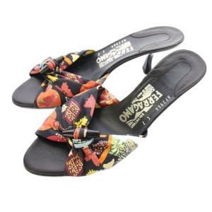 サンダル 総柄 7 黒 ブラック マルチカラー RF2966 /KU