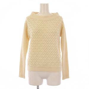 ニット セーター 長袖 ボトルネック ストレッチ ウール S アイボリー /BB