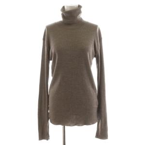 ribタートル リブニット カットソー 長袖 タートルネック ウール 茶 ブラウン 18070500712030