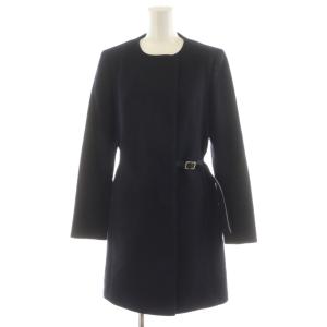 ロロピアーナ ノーカラーコート ロング丈 カシミヤ アウター 38 紺 ネイビー /AN37