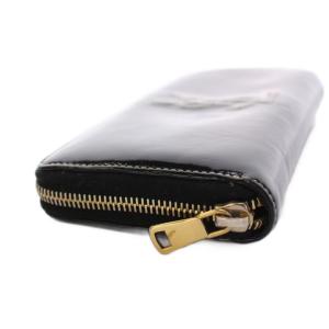 YVES SAINT LAURENT 長財布 ラウンドファスナー エナメル 黒 /YM