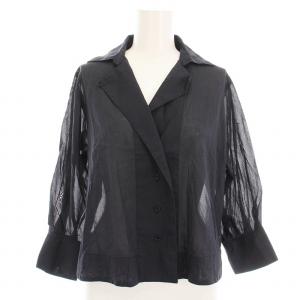 24SS コットンボイルクロップドシャツ シアー ブラウス 七分袖 グレー 24050938350020