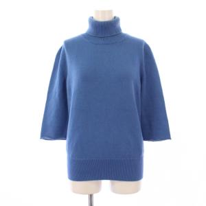 ソルド 21SS ニット セーター 五分袖 タートルネック エルボーパッチ ウール S 青 S52HA0216