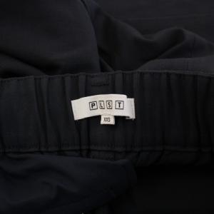 PLST 23SS ワイドパンツ スラックス ジップフライ クロップド丈 ワンカラー 麻 リネン混 XXS 紺 ネイビー