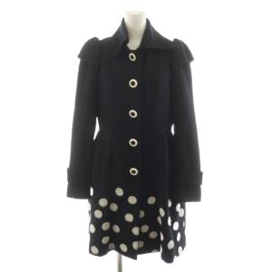 コート ロング丈 ドット柄 裏地総柄 ウール アウター M 黒 ブラック 14001381 /AN38